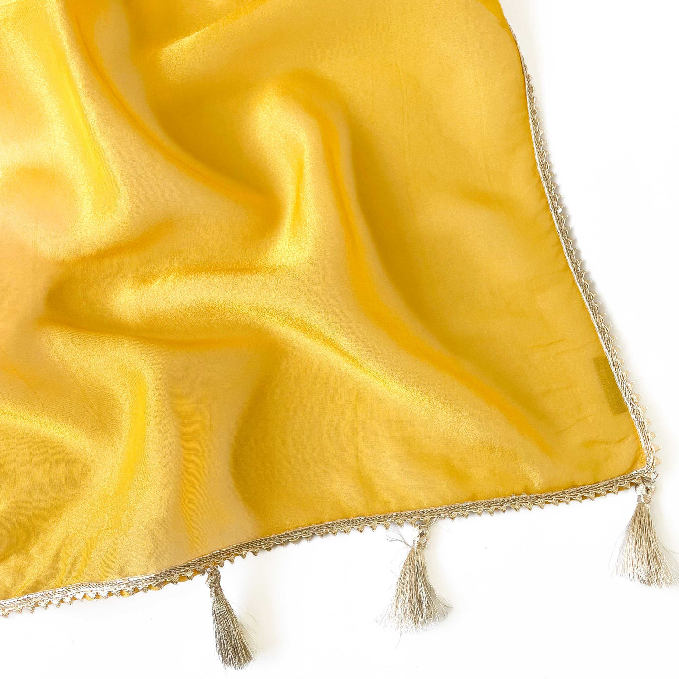 Tissue Silk Saree Saree Sona Golden Yellow Pure Tissue Silk Saree Set (2 Piece)