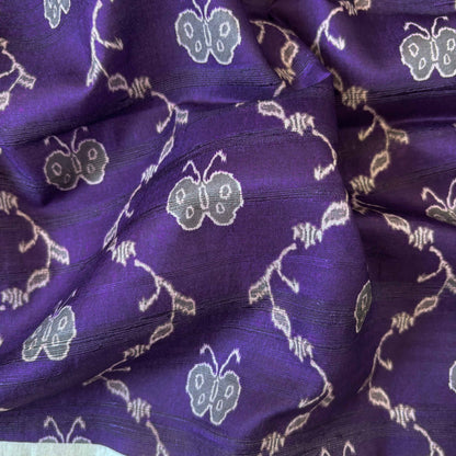 Tussar Silk Fabric Fabric Dusty Violet Abstract Butterfly Digital Printed Tussar Silk Fabric (Width 44 Inches)