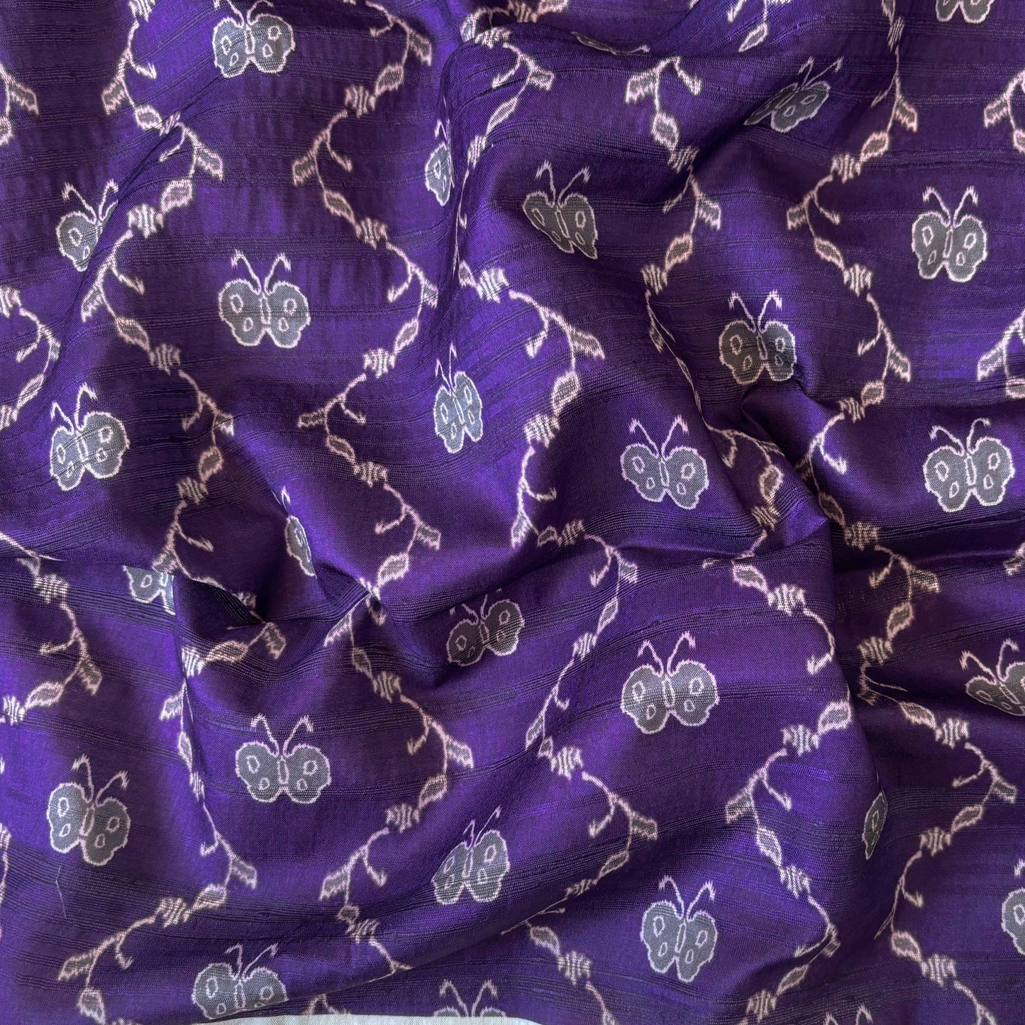 Tussar Silk Fabric Fabric Dusty Violet Abstract Butterfly Digital Printed Tussar Silk Fabric (Width 44 Inches)