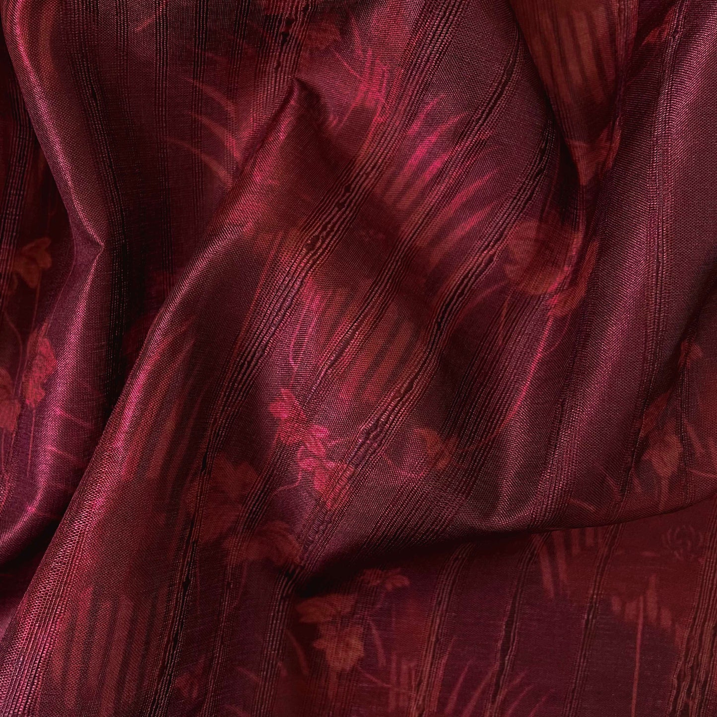 Tussar Silk Fabric Fabric Mystic Maroon Nidhivan Digital Printed Tussar Silk Fabric (Width 44 Inches)