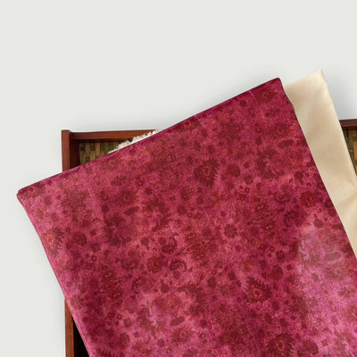 Tussar Silk Kurta Set Kurta Set Dusty Rose Pink | Antique Texture Printed Tussar Silk Kurta Fabric (3 Meters) |  and Cotton Pyjama (2.5 Meters) | Unstitched Combo Set