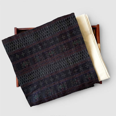Tussar Silk Kurta Set Kurta Set Unisex Dusty Black & Maroon | Digital Printed Tussar Silk Kurta Fabric (3 Meters) | and Cotton Pyjama (2.5 Meters) | Unstitched Combo Set