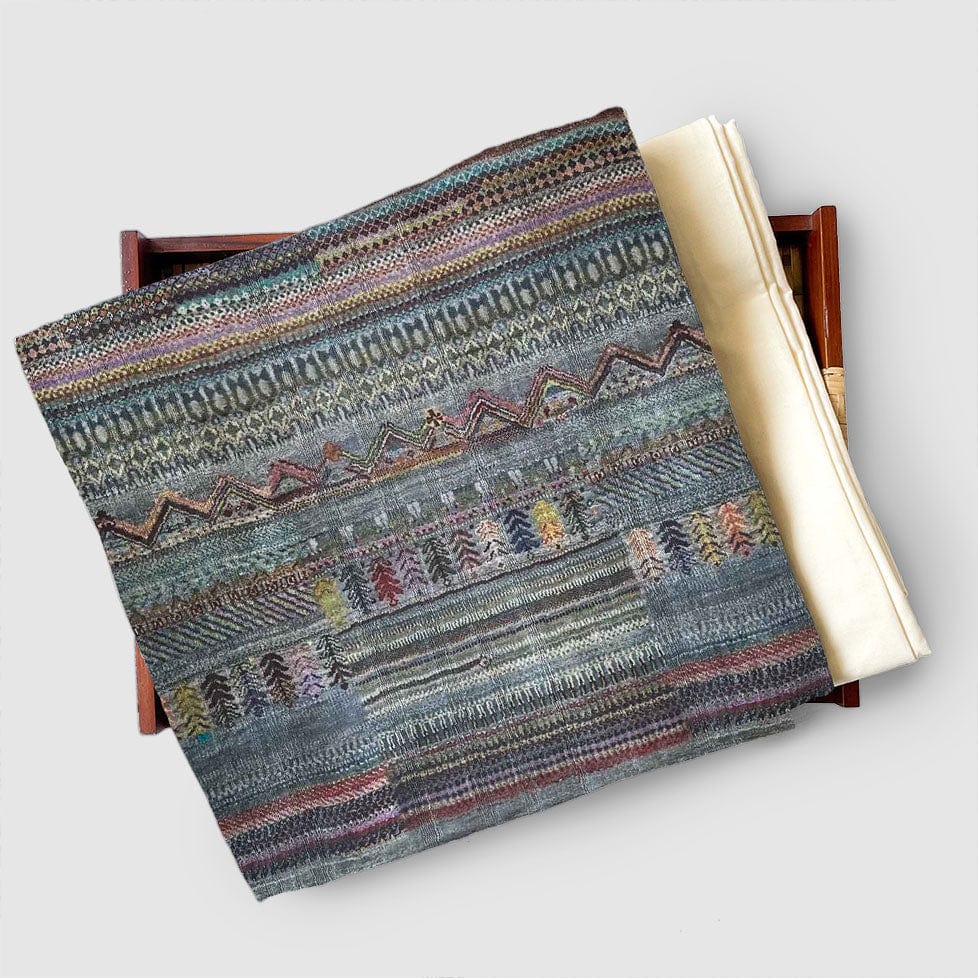 Tussar Silk Kurta Set Kurta Set Unisex Dusty Green & Grey | Digital Printed Tussar Silk Kurta Fabric (3 Meters) | and Cotton Pyjama (2.5 Meters) | Unstitched Combo Set