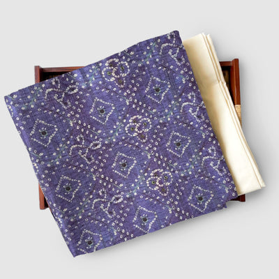 Tussar Silk Kurta Set Kurta Set Unisex Slate Blue | Digital Printed Unstitched Tussar Silk Kurta Fabric (3 Meters) | and Cotton Pyjama (2.5 Meters) | Unstitched Combo Set