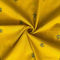 Woven Fabric Cut Piece (CUT PIECE) Mustard Yellow & Blue Floral Woven Pure Cotton Fabric (Width 44 Inches)