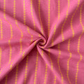 Woven Fabric Cut Piece (CUT PIECE) Rouge Pink & Yellow Geometric Stripes Woven Pure Cotton Fabric (Width 44 Inches)