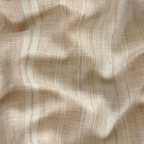 Woven Fabric Fabric 1.80 MTR (CUT PIECE) Beige & Brown Colour Stripes Woven Khadi Cotton Fabric (Width 50 Inches)
