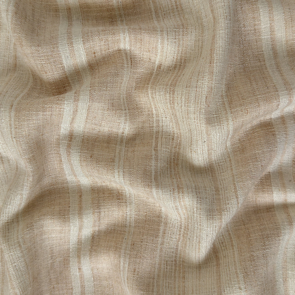 Woven Fabric Fabric 1.80 MTR (CUT PIECE) Beige & Brown Colour Stripes Woven Khadi Cotton Fabric (Width 50 Inches)