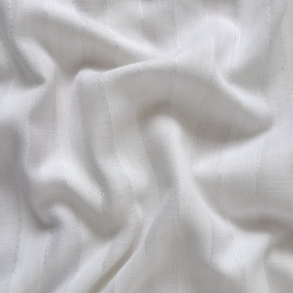 Woven Fabric Fabric 1.80 MTR (CUT PIECE) Snow White Colour Stripes Woven Fine Cotton Fabric (Width 48 Inches)