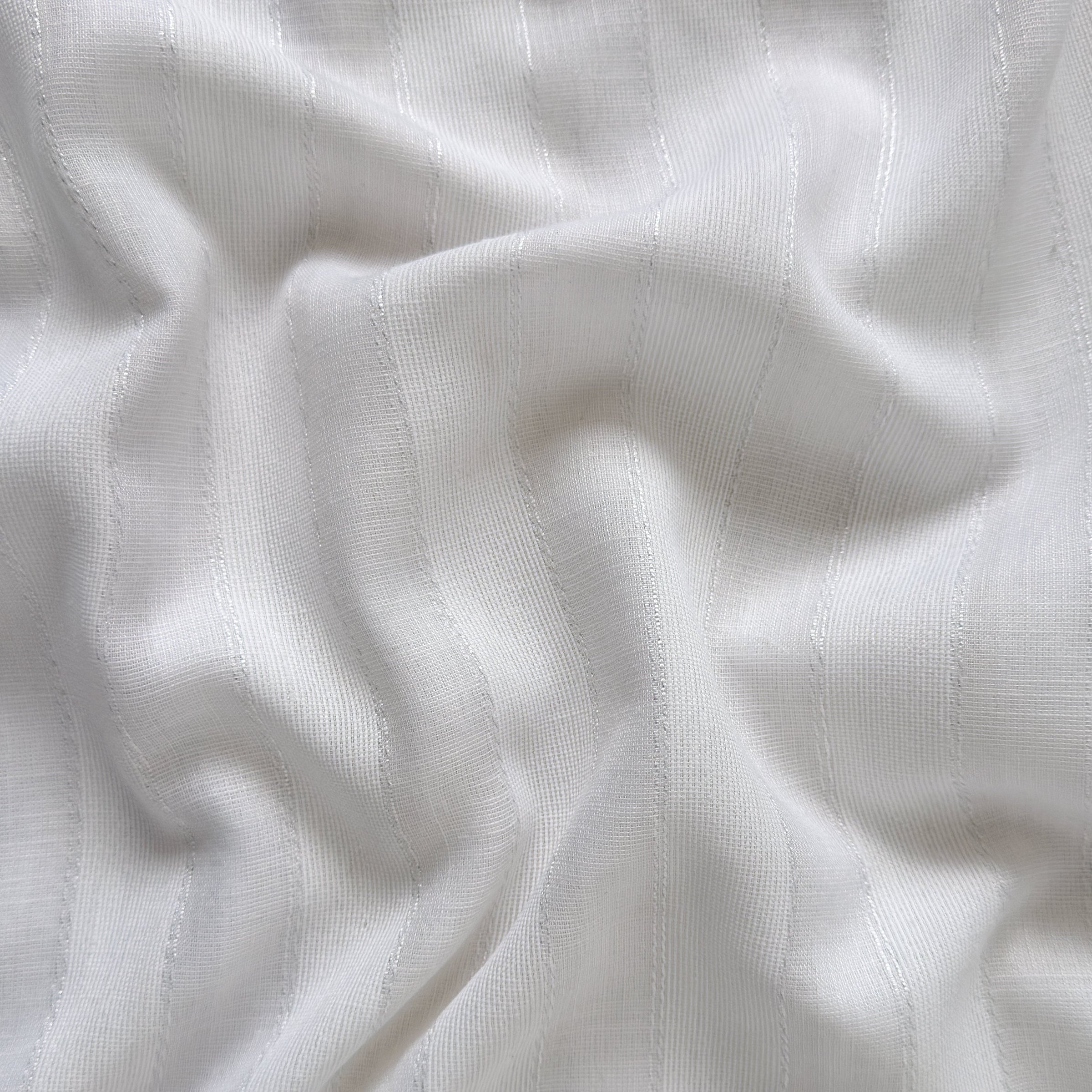 Woven Fabric Fabric 1.80 MTR (CUT PIECE) Snow White Colour Stripes Woven Fine Cotton Fabric (Width 48 Inches)