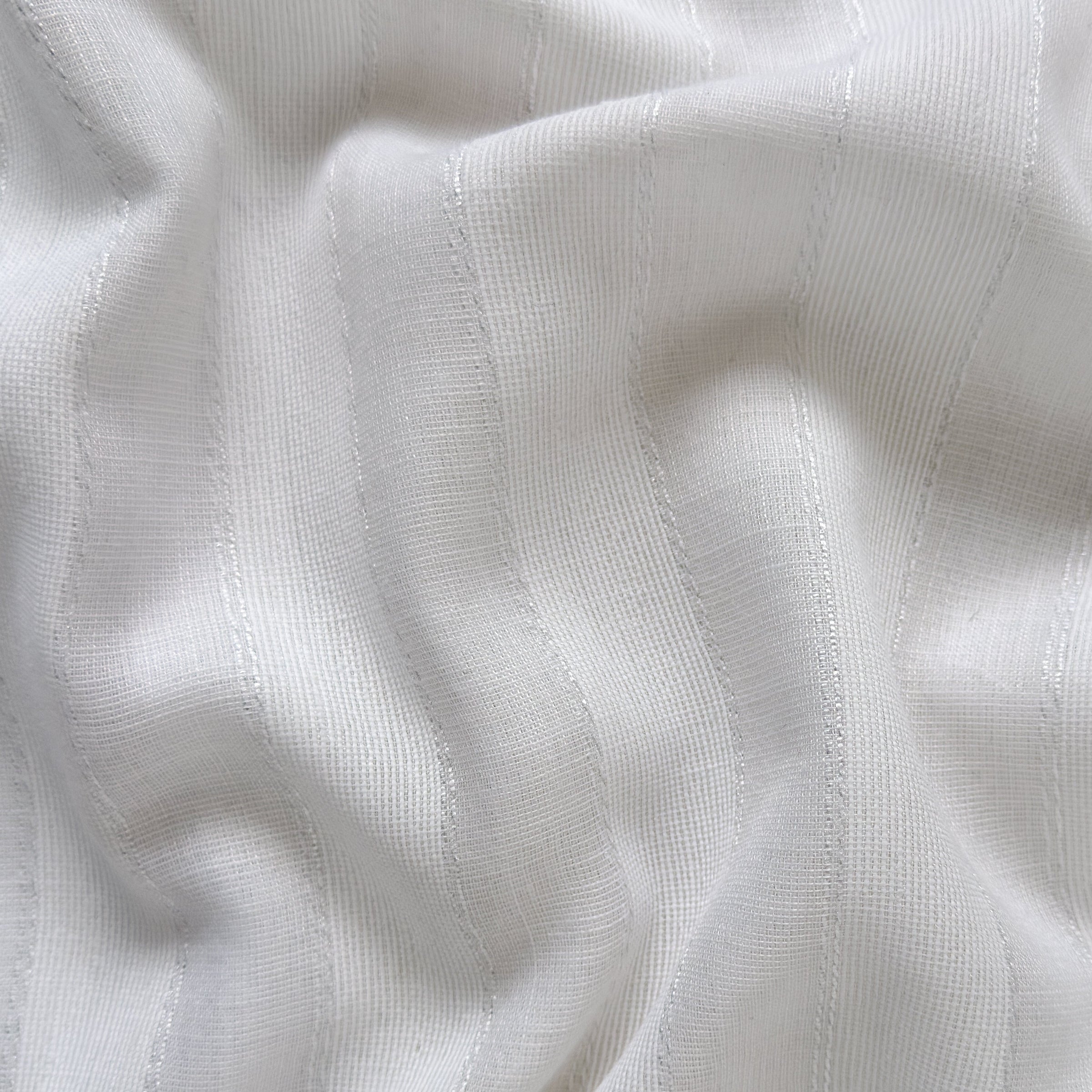 Woven Fabric Fabric 1.80 MTR (CUT PIECE) Snow White Colour Stripes Woven Fine Cotton Fabric (Width 48 Inches)
