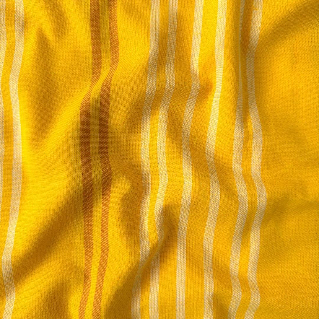 Woven Fabric Fabric Bright Yellow & White Stripes Woven Pure Cotton Fabric (Width 44 Inches)