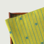 Woven Fabric Fabric Dusty Green & Blue Stripes with Polka Woven Pure Handloom Cotton Fabric (Width 44 Inches)