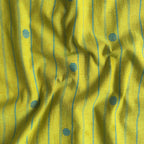 Woven Fabric Fabric Dusty Green & Blue Stripes with Polka Woven Pure Handloom Cotton Fabric (Width 44 Inches)