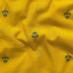 Woven Fabric Fabric Mustard Yellow & Blue Floral Woven Pure Cotton Fabric (Width 44 Inches)