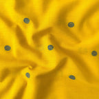 Woven Fabric Fabric Mustard Yellow & Blue Polka Woven Pure Cotton Fabric (Width 44 Inches)