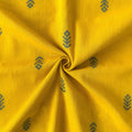 Woven Fabric Fabric Mustard Yellow & Blue Tribal Floral Woven Pure Cotton Fabric (Width 44 Inches)