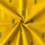 Woven Fabric Fabric Mustard Yellow & Blue Tribal Floral Woven Pure Cotton Fabric (Width 44 Inches)