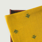 Woven Fabric Fabric Mustard Yellow & Green Geometric Tree Woven Pure Handloom Cotton Fabric (Width 44 Inches)