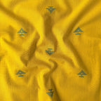 Woven Fabric Fabric Mustard Yellow & Green Geometric Tree Woven Pure Handloom Cotton Fabric (Width 44 Inches)