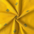 Woven Fabric Fabric Mustard Yellow & Green Geometric Tree Woven Pure Handloom Cotton Fabric (Width 44 Inches)
