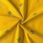 Woven Fabric Fabric Mustard Yellow & Green Geometric Tree Woven Pure Handloom Cotton Fabric (Width 44 Inches)