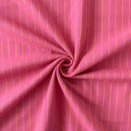 Woven Fabric Fabric Rouge Pink & Yellow Kantha Stripes Woven Pure Cotton Fabric (Width 44 Inches)