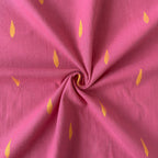Woven Fabric Fabric Rouge Pink & Yellow Leaf Woven Pure Cotton Fabric (Width 44 Inches)