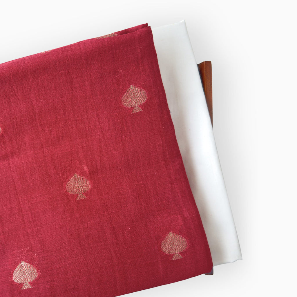 Woven Kurta Set Kurta Set Auburn Red Mul Chanderi Kurta Set