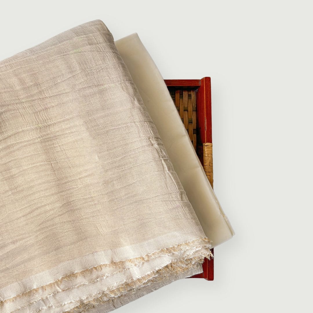 Woven Kurta Set Kurta Set Champagne Gold Woven Crush Tissue Kurta Fabric (3.5 Meters) | And Cotton Pyjama (2.5 Meters) | Unstitched Combo Set