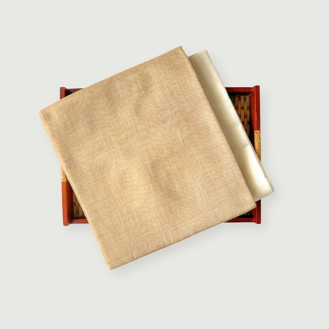 Woven Kurta Set Kurta Set Dull Yellow Woven Blended Silk Kurta Fabric (3 Meters) | And Cotton Pyjama (2.5 Meters) | Unstitched Combo Set