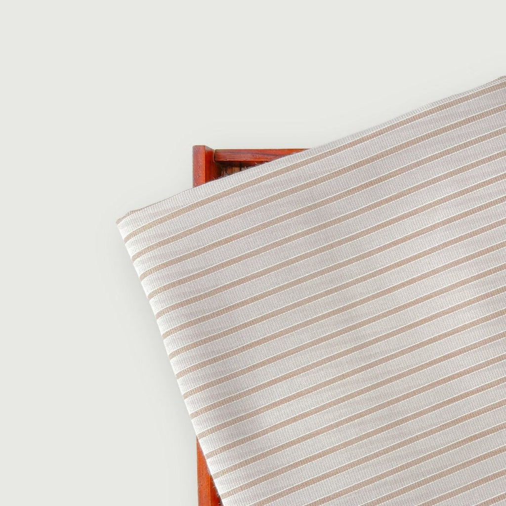 Woven Kurta Set Kurta Set Dusty Beige & Gold Stripes Woven Blended Silk Kurta Fabric (3 Meters) | And Cotton Pyjama (2.5 Meters) | Unstitched Combo Set