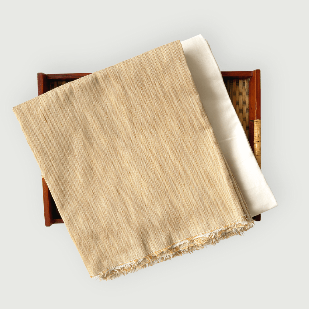 Woven Kurta Set Kurta Set Kahki Slubs Woven Tussar Kurta Fabric (2.5 Meters) | And Cotton Pyjama (2.5 Meters) | Unstitched Combo Set