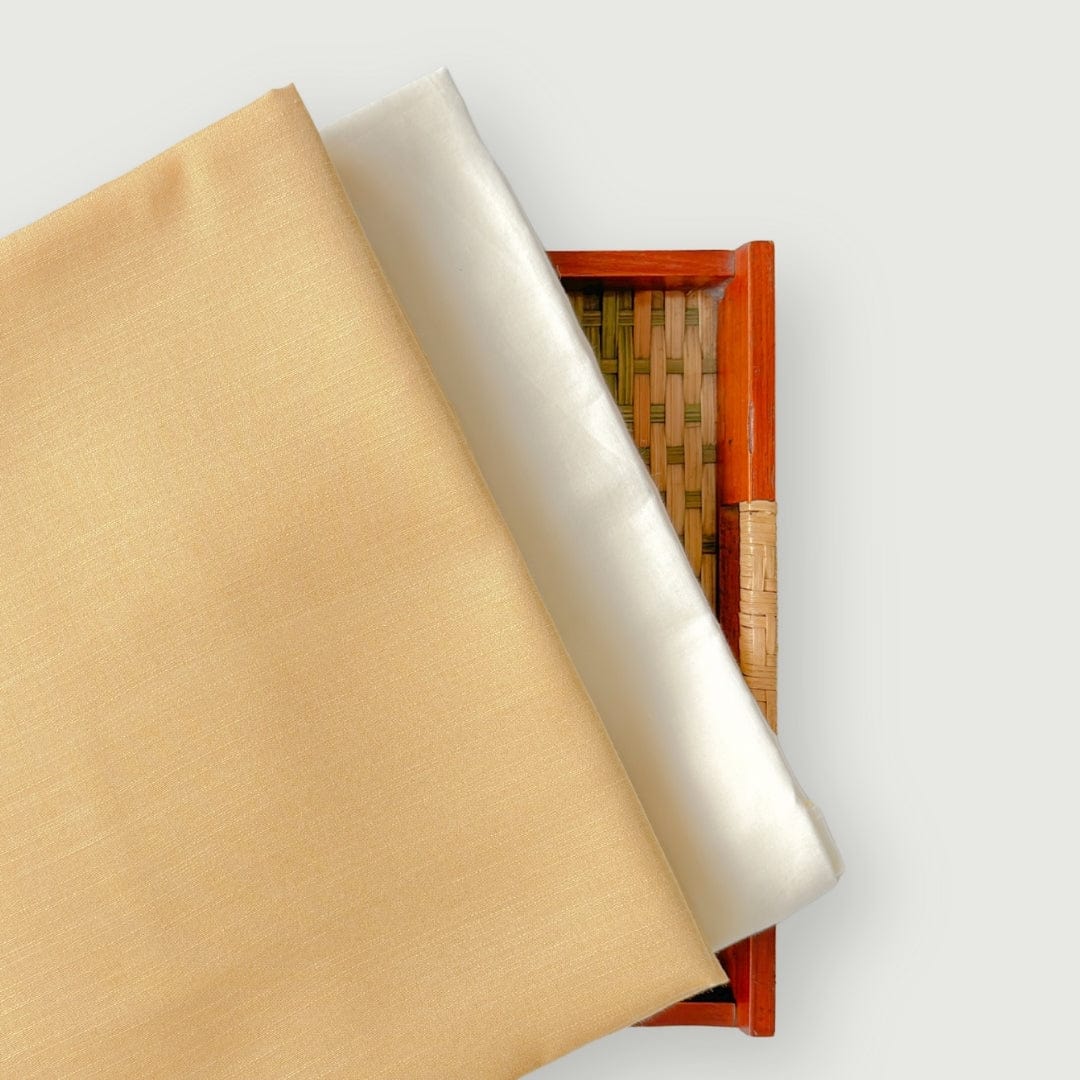 Woven Kurta Set Kurta Set Light Orange Woven Blended Cotton Kurta Fabric (3 Meters) | And Cotton Pyjama (2.5 Meters) | Unstitched Combo Set