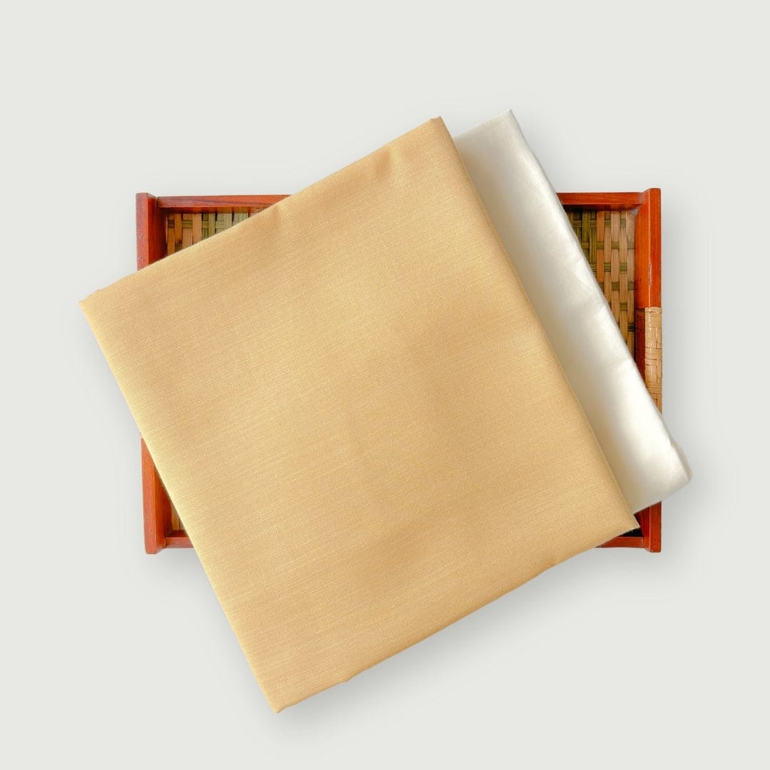 Woven Kurta Set Kurta Set Light Orange Woven Blended Cotton Kurta Fabric (3 Meters) | And Cotton Pyjama (2.5 Meters) | Unstitched Combo Set