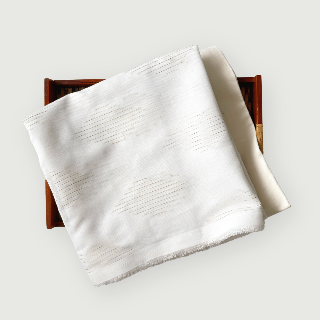 Woven Kurta Set Kurta Set Off-White & Gold Abstract Woven Blended Fine Cotton Kurta Fabric (2.5 Meters) | And Cotton Pyjama (2.5 Meters) | Unstitched Combo Set