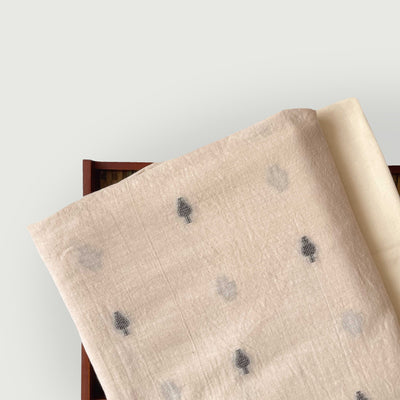 Woven Kurta Set Kurta Set Unisex Beige & Black  Colors of Summer | Jamdani Handwoven Linen Kurta Fabric (3.2 Meters) | and Cotton Pyjama (2.5 Meters) | Unstitched Combo Set