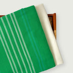 Woven Kurta Set Kurta Set Unisex Bright Green & White Stripes Woven Pure Handloom Cotton Fabric (3 Meters) and Cotton Pyjama (2.5 Meters) Unstitched Combo Set