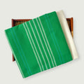 Woven Kurta Set Kurta Set Unisex Bright Green & White Stripes Woven Pure Handloom Cotton Fabric (3 Meters) and Cotton Pyjama (2.5 Meters) Unstitched Combo Set