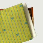 Woven Kurta Set Kurta Set Unisex Dusty Green & Blue Stripes with Polka | Woven Pure Handloom Cotton Fabric (3 Meters) | and Cotton Pyjama (2.5 Meters) | Unstitched Combo Set