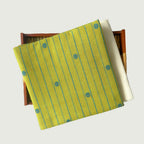 Woven Kurta Set Kurta Set Unisex Dusty Green & Blue Stripes with Polka | Woven Pure Handloom Cotton Fabric (3 Meters) | and Cotton Pyjama (2.5 Meters) | Unstitched Combo Set