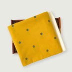 Woven Kurta Set Kurta Set Unisex Mustard Yellow & Blue Polka Woven Pure Handloom Cotton Fabric (3 Meters) and Cotton Pyjama (2.5 Meters) Unstitched Combo Set