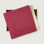 Woven Kurta Set Kurta Set Unisex Rouge Pink & Yellow Kantha Stripes Woven Pure Handloom Cotton Fabric (3 Meters) and Cotton Pyjama (2.5 Meters) Unstitched Combo Set