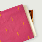 Woven Kurta Set Kurta Set Unisex Rouge Pink & Yellow Leaf Woven Pure Cotton Fabric (3 Meters) and Cotton Pyjama (2.5 Meters) Unstitched Combo Set