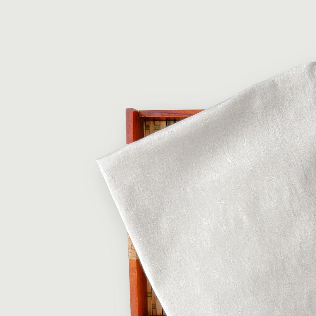 Woven Kurta Set Kurta Set White Floral Dobby Woven Blended Tussar Kurta Fabric (3 Meters) | And Cotton Pyjama (2.5 Meters) | Unstitched Combo Set