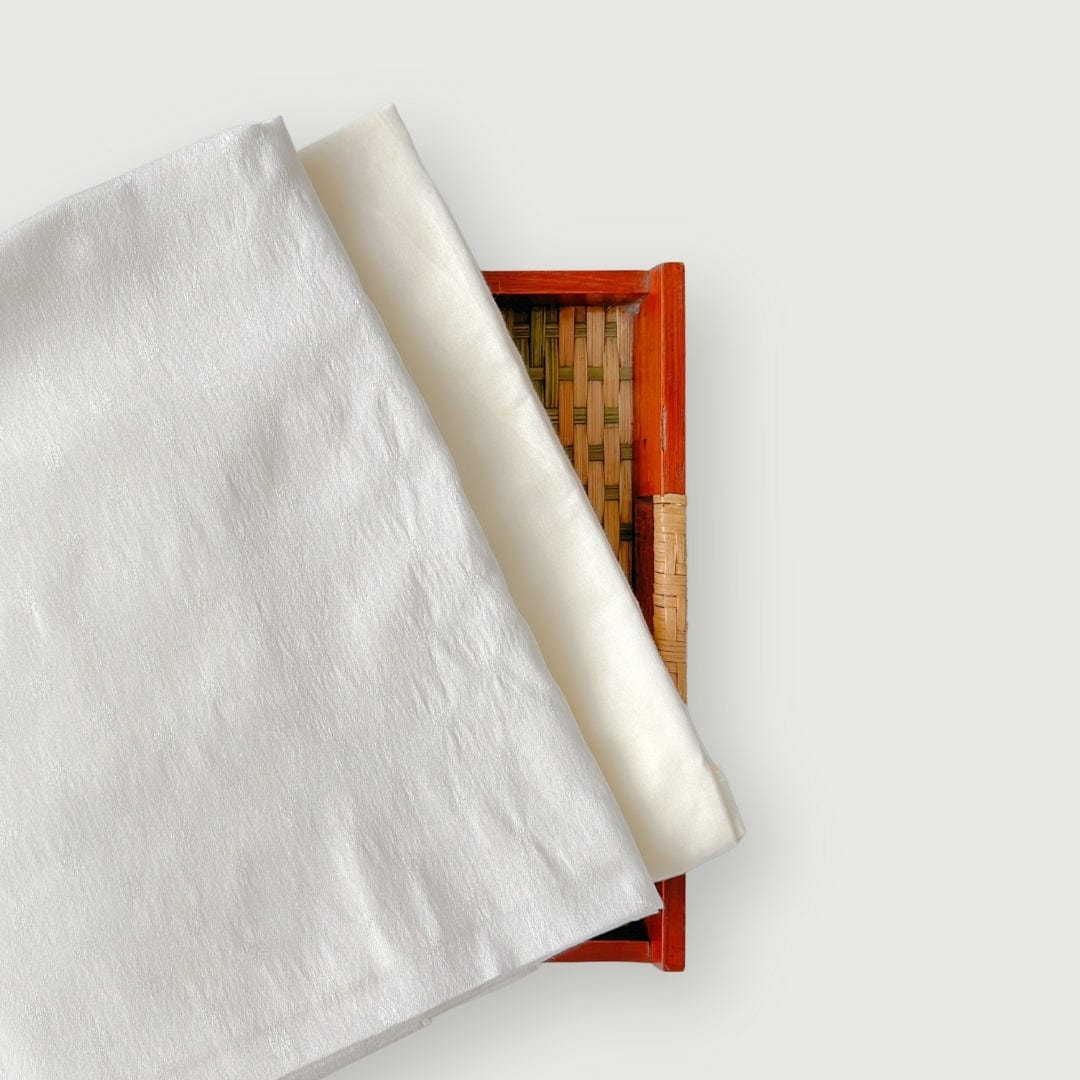 Woven Kurta Set Kurta Set White Floral Dobby Woven Blended Tussar Kurta Fabric (3 Meters) | And Cotton Pyjama (2.5 Meters) | Unstitched Combo Set