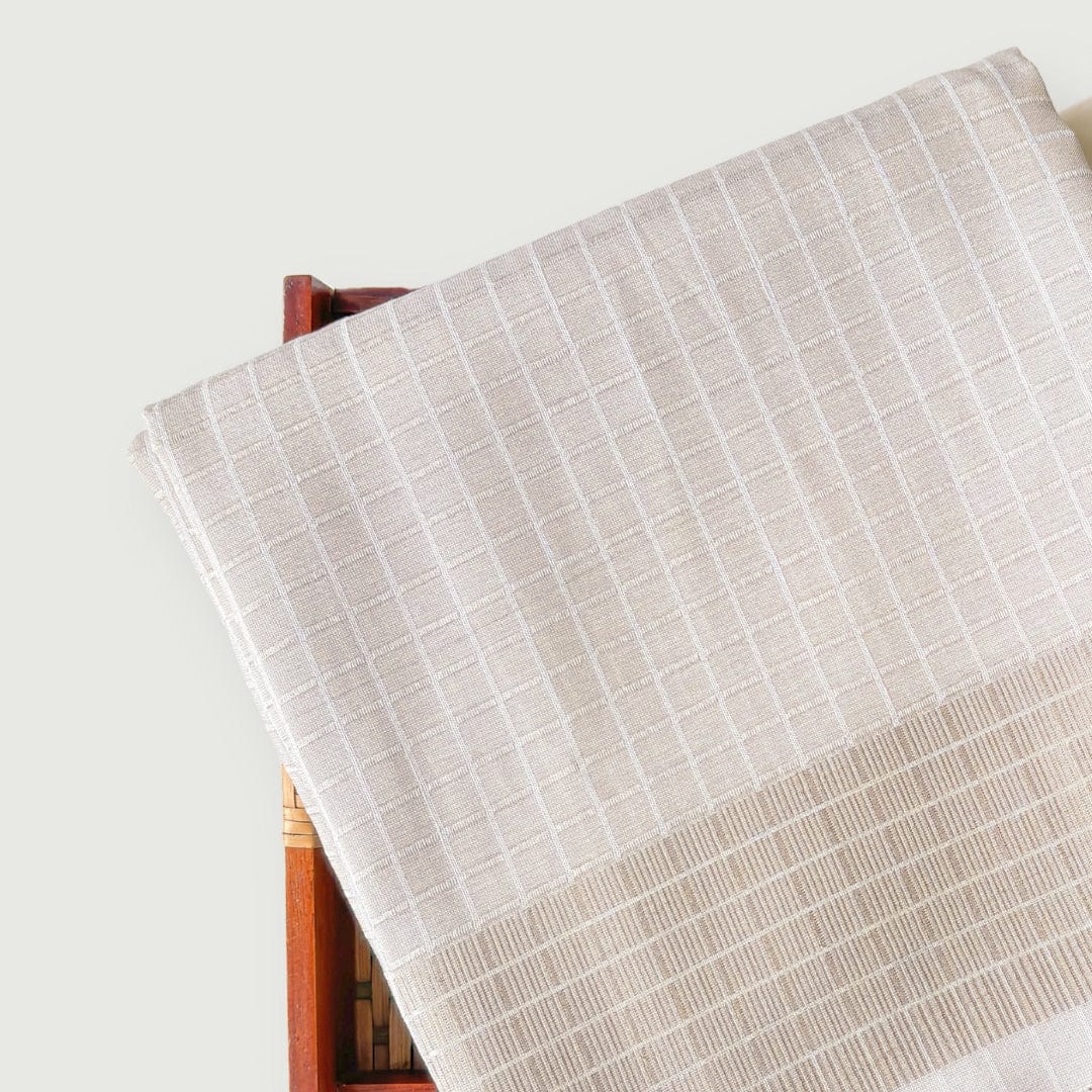 Woven Kurta Set Kurta Set White & Gold Checks Woven Blended Tissue Kurta Fabric (3 Meters) | And Cotton Pyjama (2.5 Meters) | Unstitched Combo Set