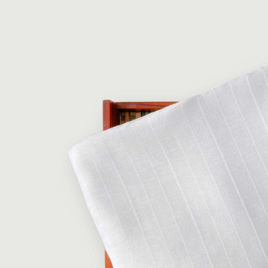 Woven Kurta Set Kurta Set White Plain Stripes Woven Blended Linen Kurta Fabric (3 Meters) | And Cotton Pyjama (2.5 Meters) | Unstitched Combo Set