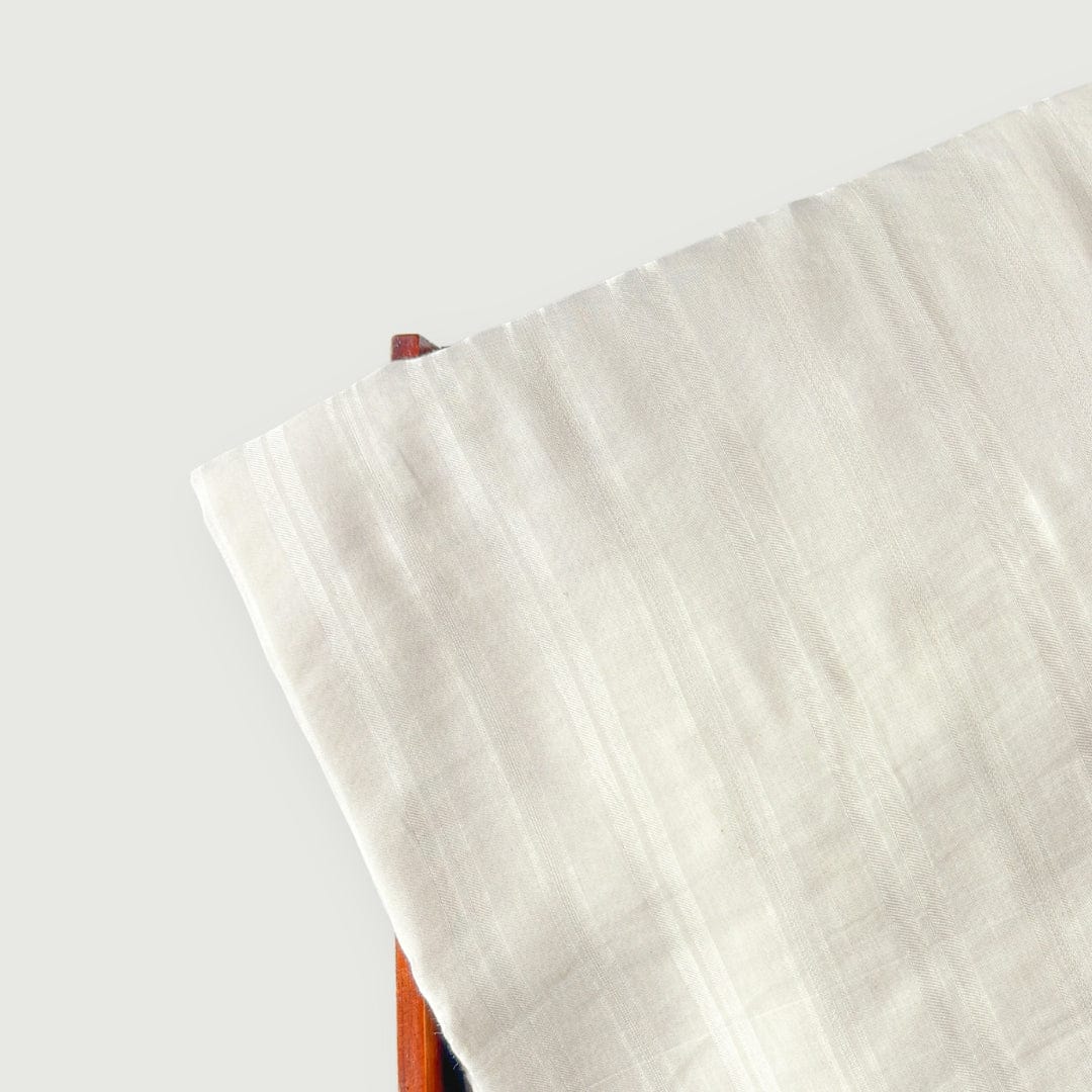 Woven Kurta Set Kurta Set White to White Stripes Woven Soft Munga Kurta Fabric (3 Meters) | And Cotton Pyjama (2.5 Meters) | Unstitched Combo Set