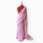 Woven Mul Chanderi Saree Saree Blush Pink & Red Mul Chanderi Saree